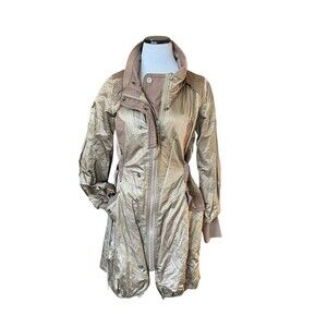 Kaylee Tankus Metallic Trench Coat Size M Gold Art to Wear Avant Garde Runway